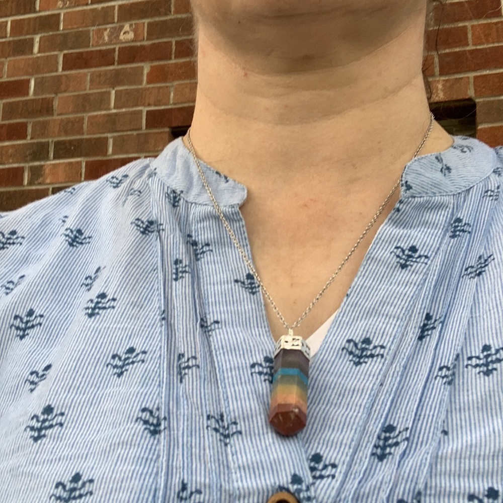 Seven Chakra Silver Capped Terminated Pendant - Picture 8 of 16